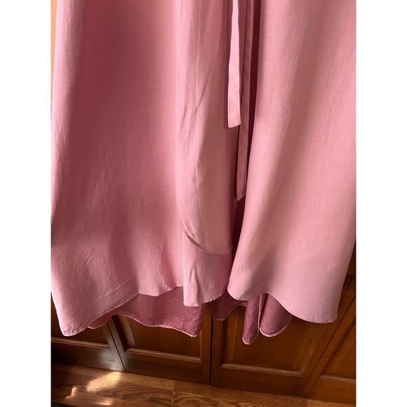 Christy Dawn Women's The Autumn Midi Wrap Dress Dusty Rose Silk Balletcore SZ M - Picture 11 of 13